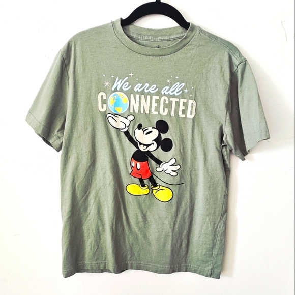 Disney Mickey Mouse We Are All Connected Green Graphic Women T-Shirt Size XS - Picture 1 of 4